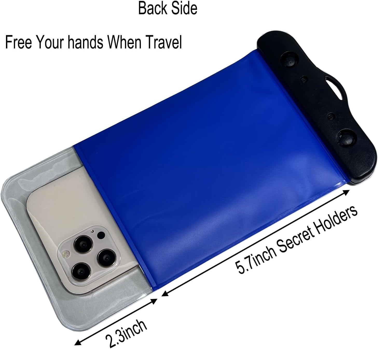 DRLOKPAK Waterproof Travel Neck Wallet Passport Holder 2Pack Dry Pouches to Keep your Boarding Pass Key Phone Cash ID Door Credit Card Ticket Dry and safe(Black+Blue)
