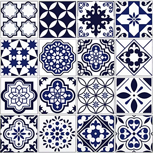 Blue Peel and Stick Wallpaper Kitchen Wallpaper Waterproof Self Adhesive Wallpaper Glossy Thicken Contact Paper Kitchen Backsplash Removable Wall Paper Vinyl Countertop Bathroom Shelf 17.7X196.8