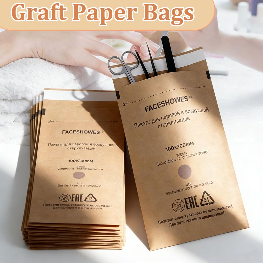 50 Buste Sterilizzazione Estetista con 2 Misure, Buste Autosigillanti per Sterilizzazione a Secco e in Autoclave, per Strumenti per Unghie, Cosmetici e Tatuaggi