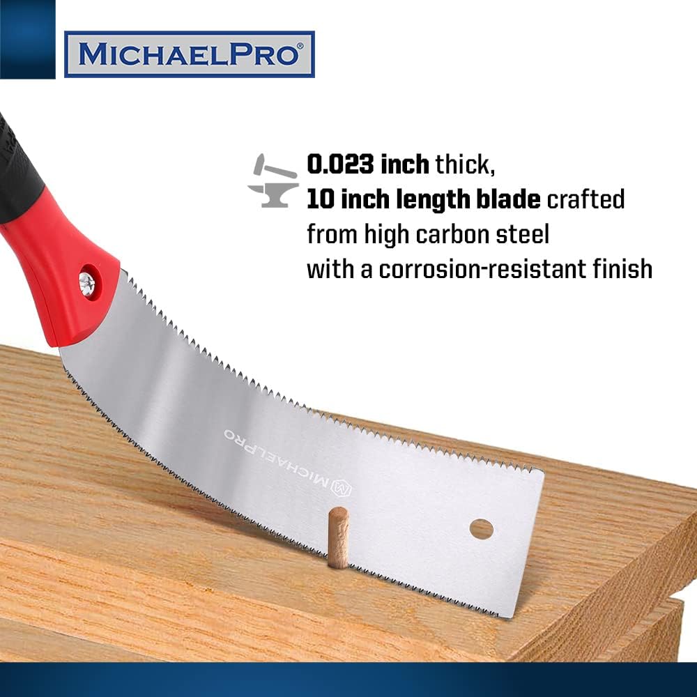 MichaelPro MP018004 10-Inch Double Edge Saw, Japanese Pull Saw for Woodworking, Impulse Hardening Steel Teeth with Flexible High Carbon Steel Blade