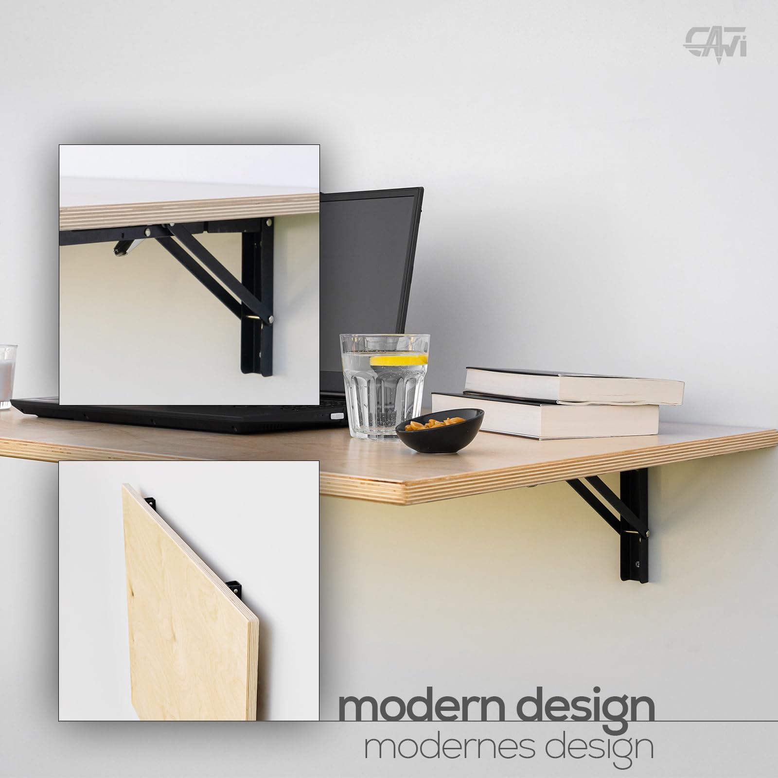 Mesa Plegable de Pared Estable de Madera Maciza: Ahorra Espacio, Mesa de Cocina y Escritorio Flotante, MDF Laminado
