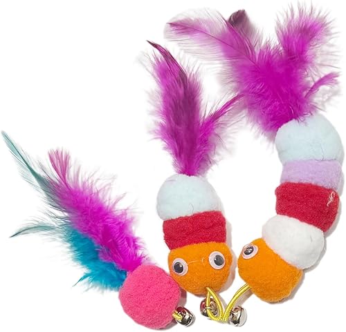 3 juguetes de plumas para gatos con campana, juguetes para gatos mascotas, bolas rodantes satisfacen las necesidades de caza, persecución y