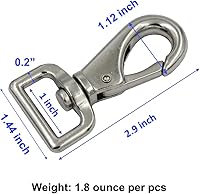 Vista 3 de DGOL Metal Heavy Duty Gatillo Giratorio Ojo Snap Clips Cierre de cincha Cinturón Ganchos de resorte para mascotas, plateado