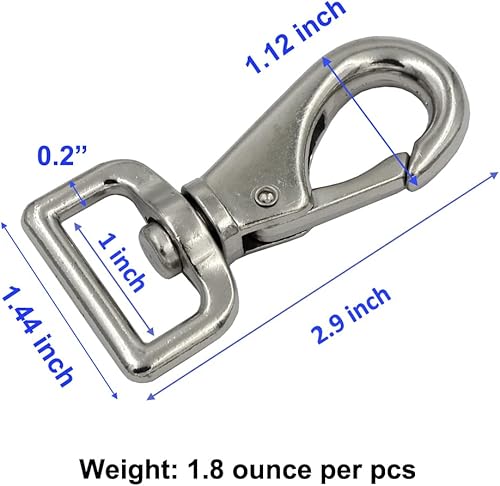 Miniatura 3 de DGOL Metal Heavy Duty Gatillo Giratorio Ojo Snap Clips Cierre de cincha Cinturón Ganchos de resorte para mascotas, plateado