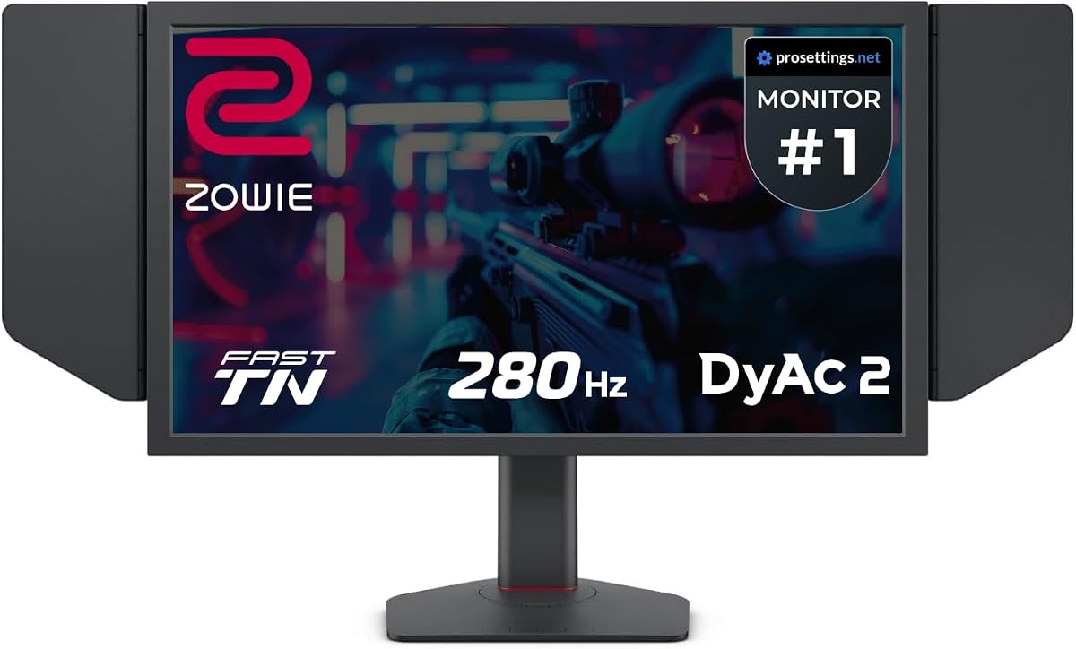 Zowie XL2546X+ 24.1 DyAc 2 280Hz Monitor de juegos TN rápido para deportes electrónicos | 280 Hz, panel TN rápido, tecnología DyAc 2, configuración XL para compartir, eQualizer negro, intensidad de color, interruptor S, cubierta protectora