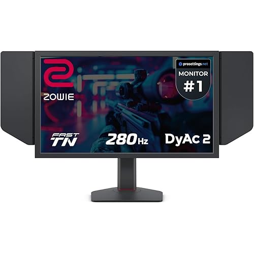 BenQ Zowie XL2546X+ 24.1 Fast TN 280Hz Gaming Monitor for Esports, Motion Clarity DyAc 2, 1080p, XL Setting to Share, S Switch, Shielding Hood, Industrial Grade Bearing Height Adjustment