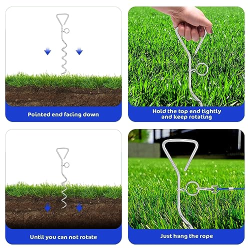 Relux 30FT Outdoor Dog Leash for Yard Training, Running, Hiking, Camping, with Heavy Duty Dog Anchor Spiral Stake for Small to Medium Dogs (Blue) by Relux - Image 6