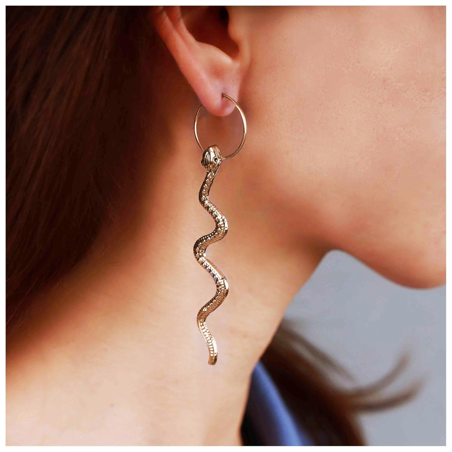 Punk Snake Drop Dangle Earrings Gold Serpent Dangle Hoop Earings Gothic Long Serpent Earrings Animal Snake Earrings Jewelry for Women (Gold) - Image 2
