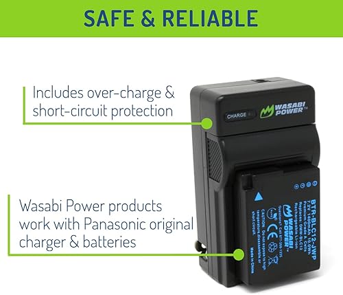 Miniatura 4 de Wasabi Power Batería (paquete de 3) y cargador para Panasonic Lumix DMW-BLC12, DMW-BLC12PP, DE-A79, DE-A79B y Lumix DMC-G85, DMC-G7, DMC-G6, DMC-G5,