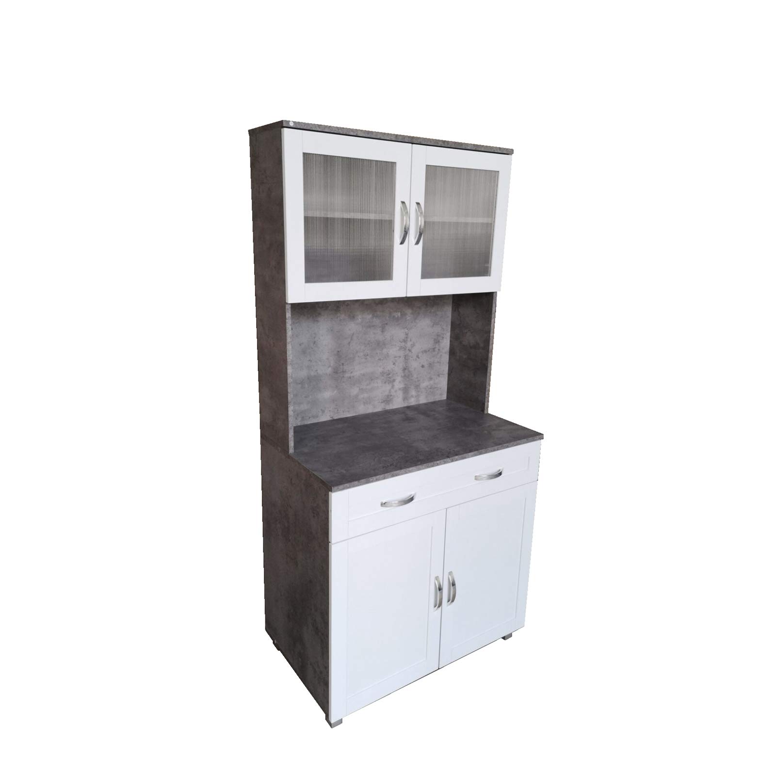 Küchenbuffet Blanca Küchenschrank Hochschrank Beton Weiß