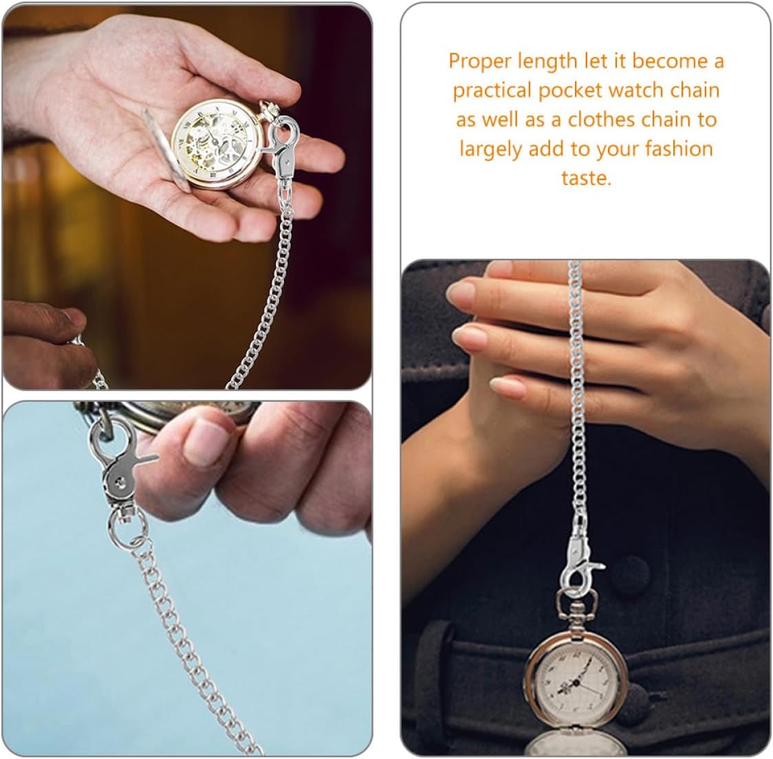 VALICLUD 4pcs Fashion Metal Pocket Watch Chain for Pants Style Decorative Jeans Chain for Men and Women for Dancers and Enthusiasts
