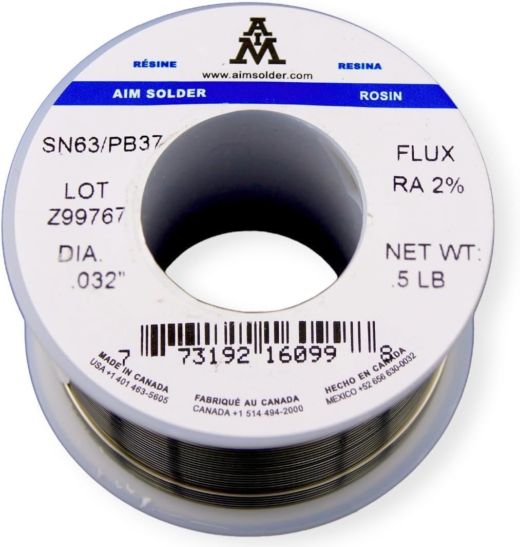 Solder 63-37 Tin Lead Rosin Core Solder Wire for Electrical Soldering 0.032inch, 0.5lb (0.8mm / 227g)