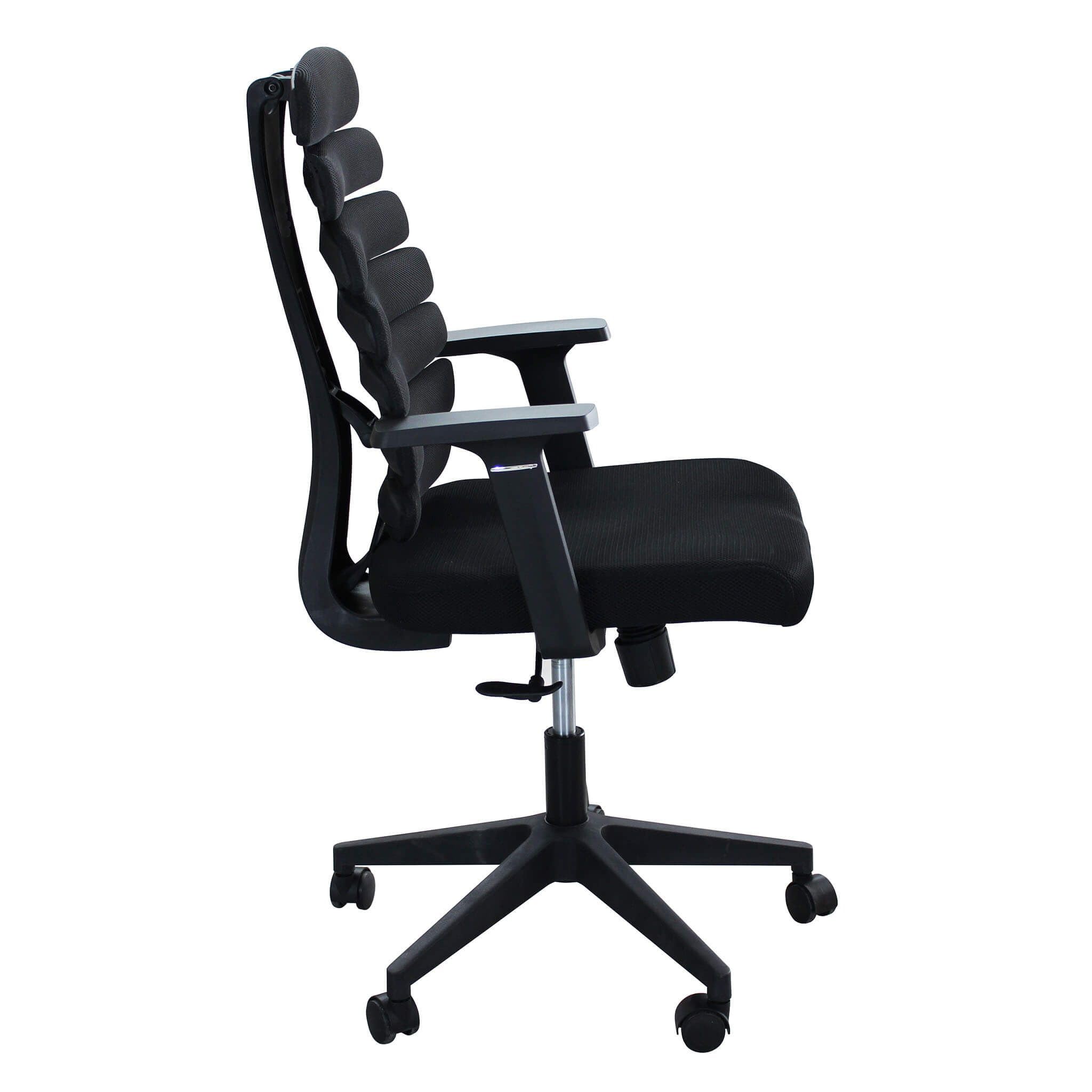 milani home - sedia ufficio ergonomica girevole con poggiatesta e supporto lombare, in poliuretano, nero