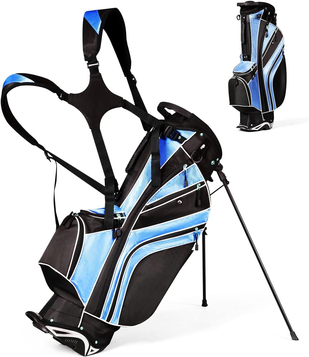 Renatone Golf Stand Bag, Lightweight Organized Golf Bag w/ 6 Way Dividers, 7 Pockets & Padded Dual Straps, Easy to Carry Golf Club Bag for Men & Woman (Blue)