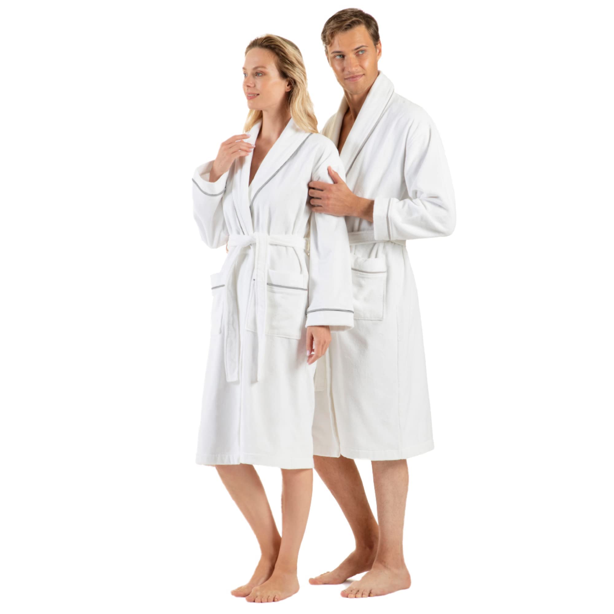 Bademantel Damen, Bademantel Herren, Unisex 100% Türkische Baumwolle Frottee Bademantel, Morgenmantel Damen, Morgenmantel Herren, Premium, 1 Stück