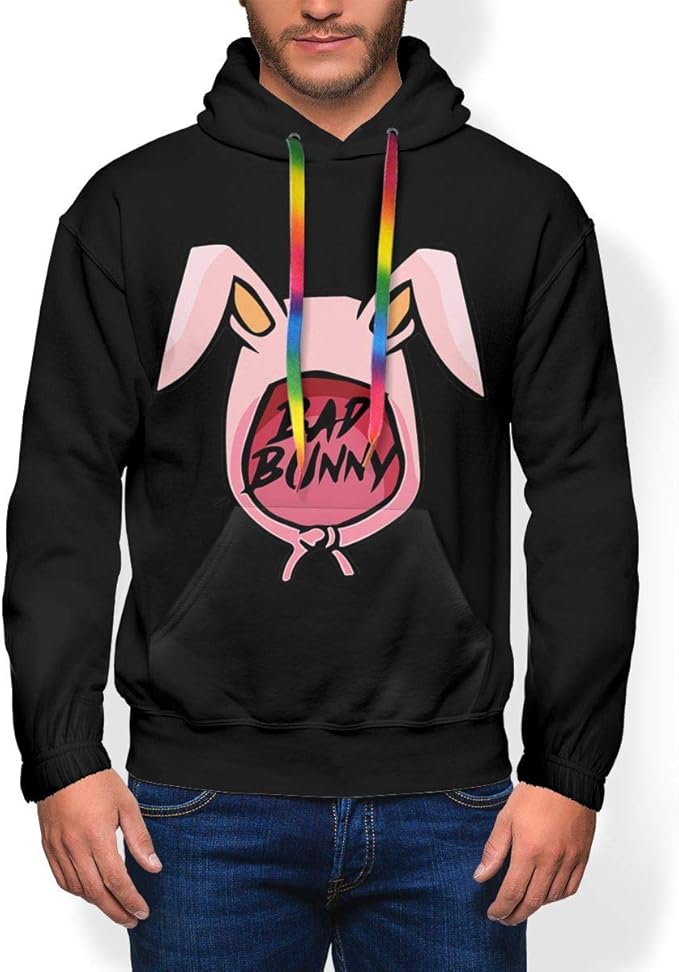 Pink Bad Rabbit Bunny Custom Men's Hoodie Sweatshirt Unique Boy's Pullover Hooded Fashion Youth 