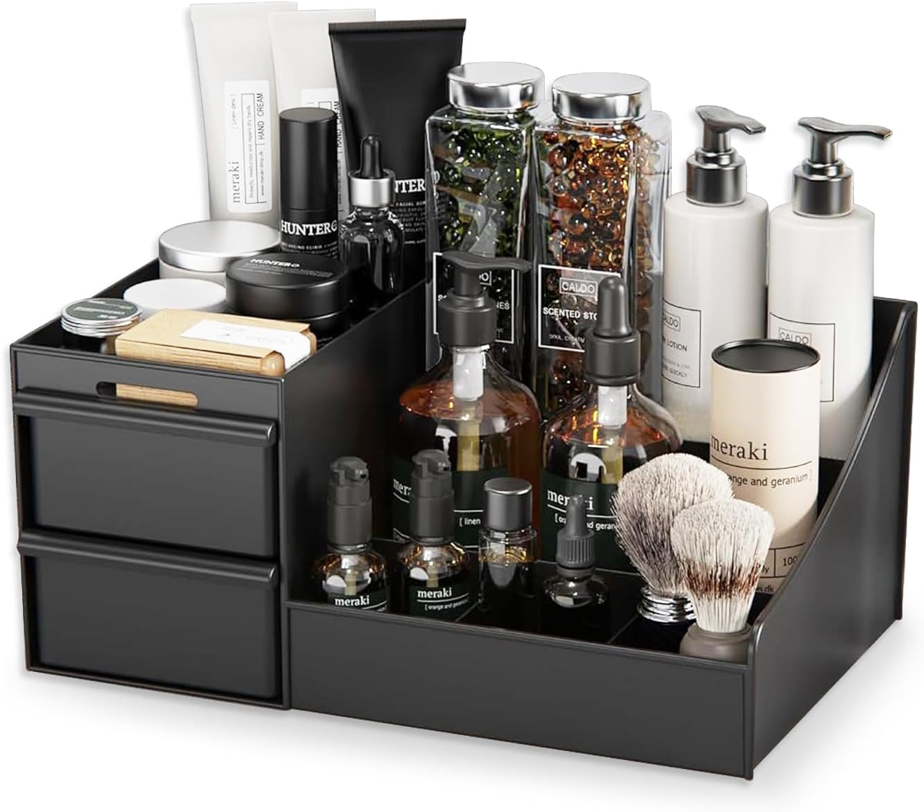 Cologne Organizer for Men, Black Bathroom Organizer, Cologne Organizers, Perfume Tray, Counter Storage, Bathroom Shelf, Brush Holder, for Skincare, Beard, Shaving Lotion