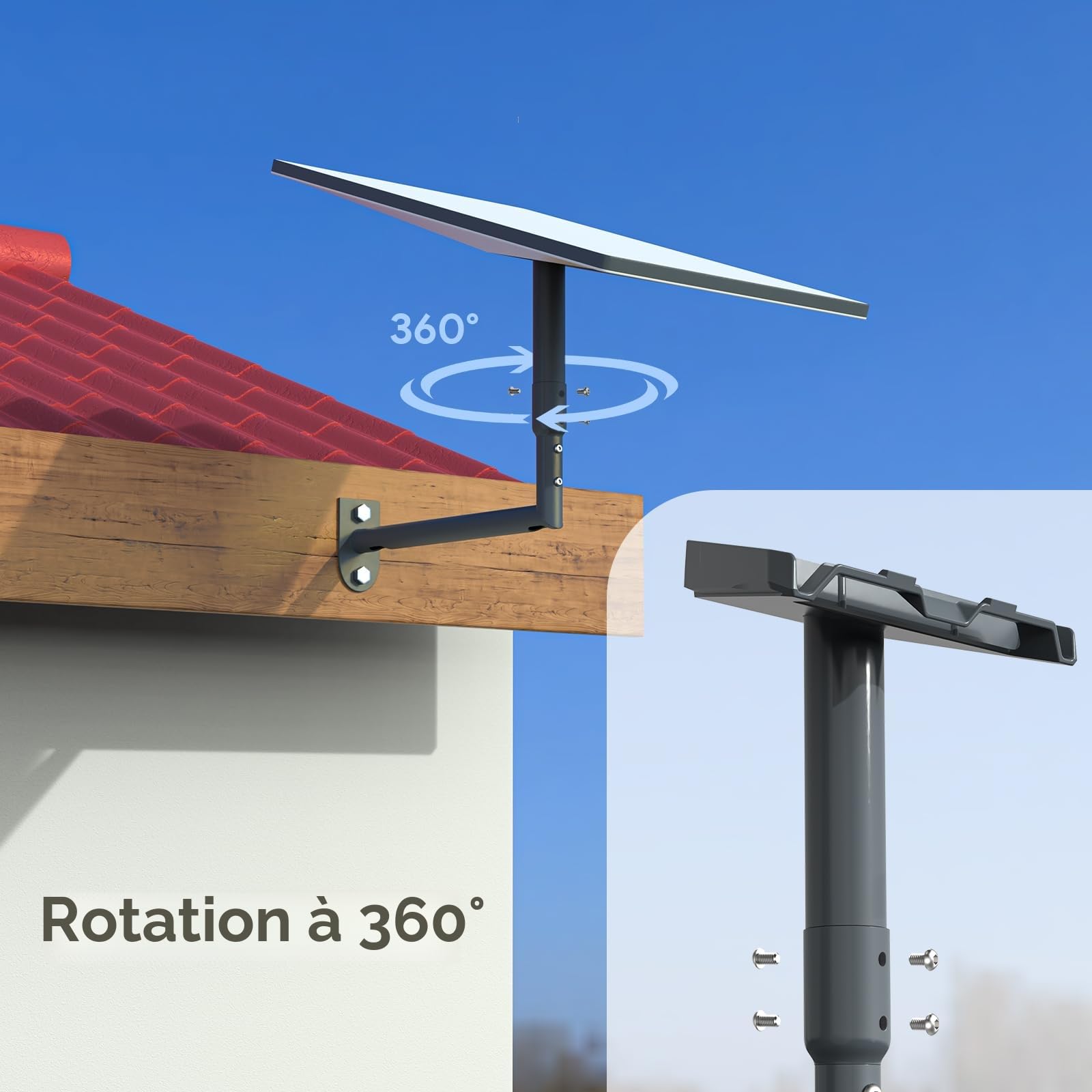 EDUP Support Starlink Gen 3 Réglable à 360°, Fixation Starlink Murale et Poteau, Support Antenne Starlink avec Adaptateur pour Kit Satellite Starlink Standard 4 / 4X / V3 / Gen 3
