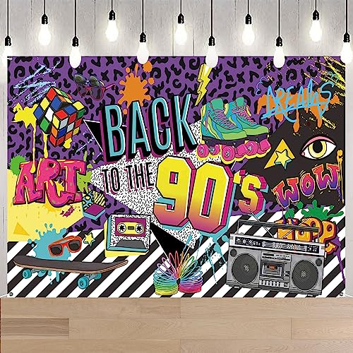 FLOTRUTE Ritorno agli Anni '90 Striscione per Decorazioni Feste Anni '90, Decorazione di Parete Interni retrò Anni '90, Decorazione di Poster Sfondo Foto di Festa di Compleanno di Anni '90, 185x110cm