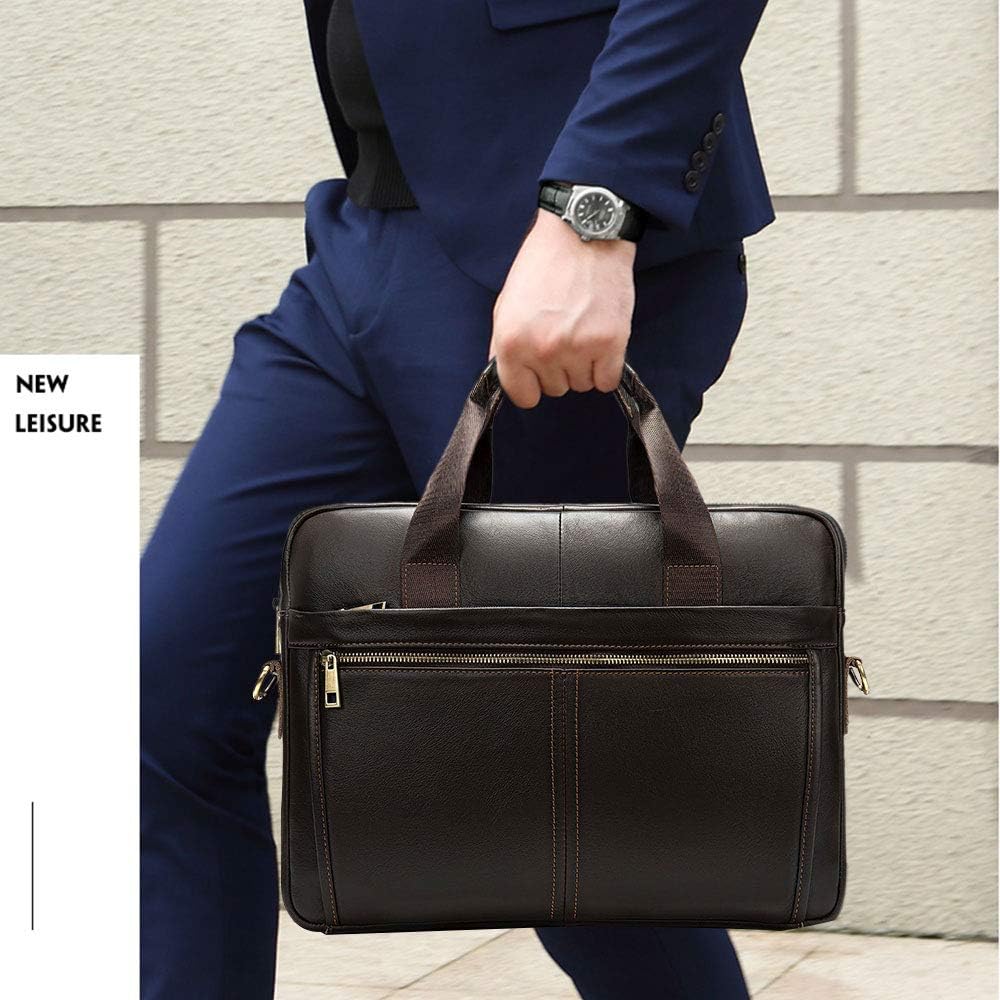 BAIGIO Maletín de Cuero Genuino Vintage, Bolso Hombre Bandolera Maletines Mensajero de Auténtica Piel Hombre para Portatil hasta 13,3 Pulgadas para Negocios,Oficina,Trabajo,Viajes