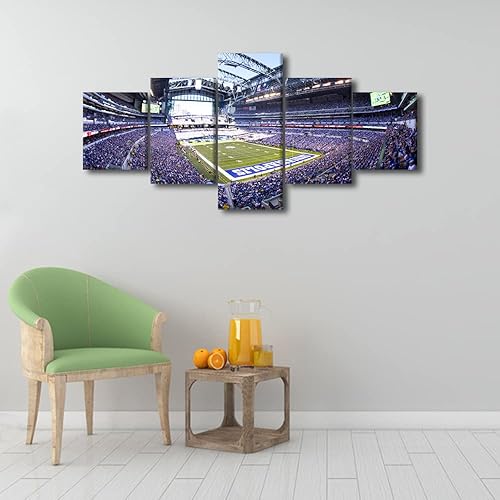 Vista 326 de Cuadros de estadios deportivos de fútbol americano de Minnesota, cuadros de vikingos, 5 paneles, lienzo para pared, arte de pared del estadio