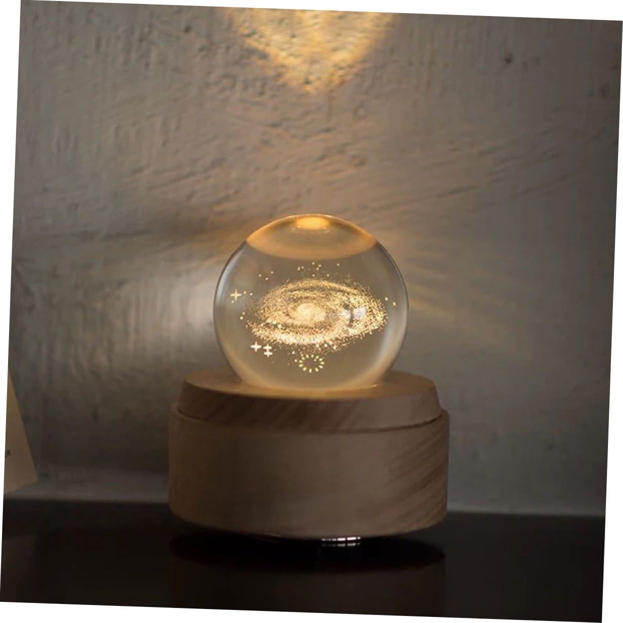 Zerodeko Crystal Night Box Rotating Base Led USB Decorative for Bedroom Living Room and Unique Design Base