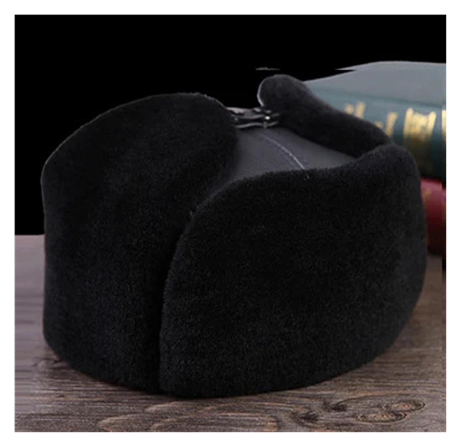 2023 Winter Genuine Leather Black Bomber Hat Male Fleece Faxu Fur Inside Head Warm Caps Motocycle Chapeau Russian