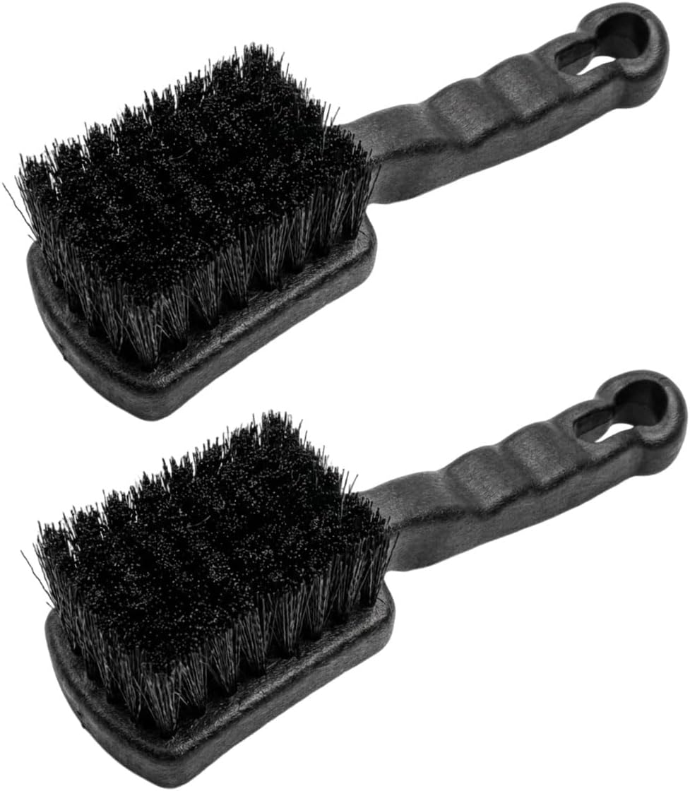Car Wheel Wash Brush, Soft Bristle Non-Scratch Automotive Tire Cleaning Brush with Short Handle, Universal Vehicle Rim Detailing Tool Accessories for RV, SUV, Truck, Motorcycle(2PCS)