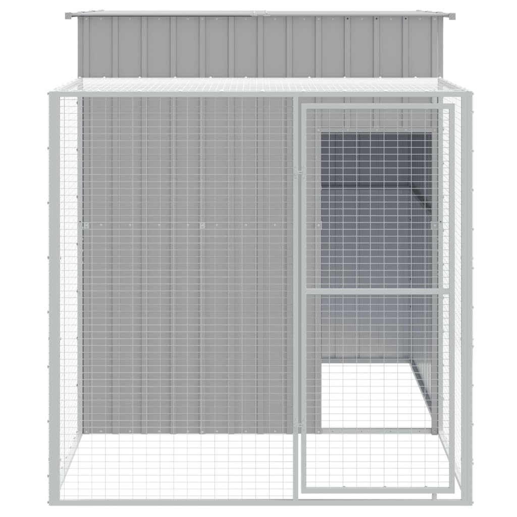 BAZZI Casetta per Cani da Esterno Box Cani Esterno Cuccia Cane Esterno Recinto per Cani in Acciaio Zincato Grigio Chiaro 165x251x181 cm