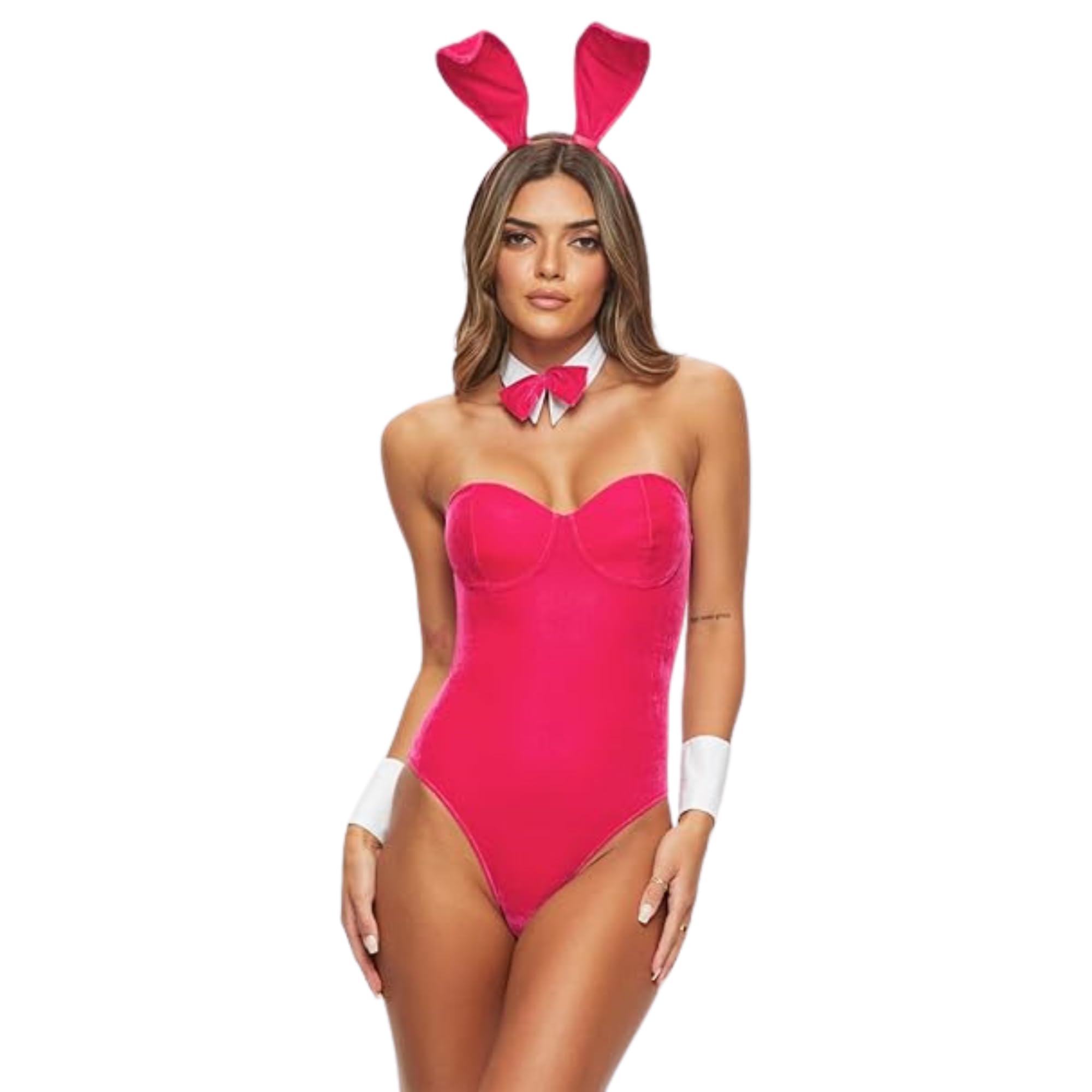 Ann Summers Pink Tuxedo Bunny 4 Piece Costume With Ears, Bright M