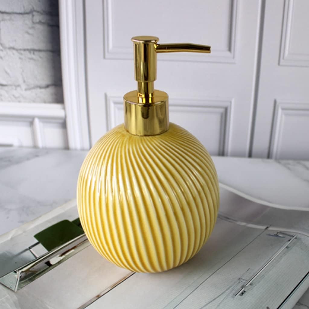 Soap Dispenser Soap Dispenser Soap Pump Embossed Ceramic Bottle Press Bottle Lotion Dispenser Hotel Soap Dispenser Nordic Lotion dispenser (Color : Yellow)