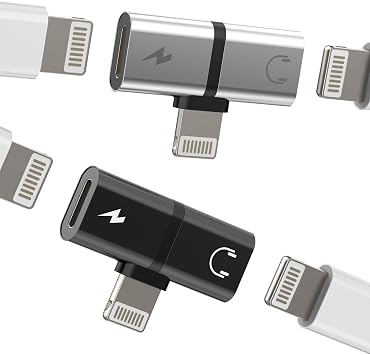 Dual Lightning Charge Headphone Splitter for iPhone AUX Jack Dongle 2in12pack Audio Charger Adapter MFI Certified 14 13 12 11 Pro Max 8Plus for iPad air Connector Cable Music Converter Cord
