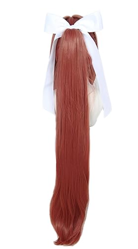 Miniatura 6 de Linfairy - Peluca de niña, disfraz de Halloween, peluca de cosplay para mujer, peluca larga con lazo blanco
