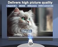 Magcubic Mini Projektor Android 11 - 4K Támogatás, 5G WiFi 6, Full HD 1080P, 200" Kivetítés, 180° Forgatható, Automatikus Trapézkorrekció, H 2
