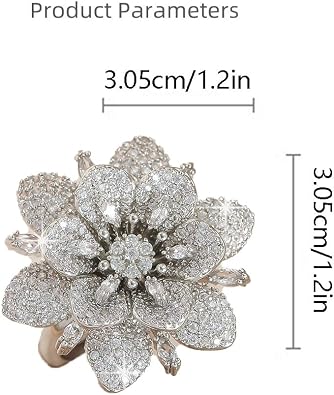 Kokoma Double Layered Rhinestone Flower Ring for Women Cubic Zirconia Geometry Sunflower Wrap Finger Band Adjustable Open Bands Rings Engagement Jewelry
