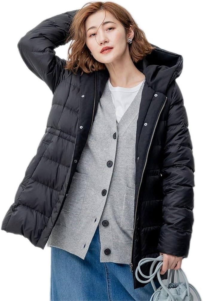 美品 23区 サイズ44 シレータフタ 軽量 ミドル丈 ダウンコート◆ブラック 23区(ニジュウサンク)の【VERY掲載/新色追加】シレータフタ ミドル丈