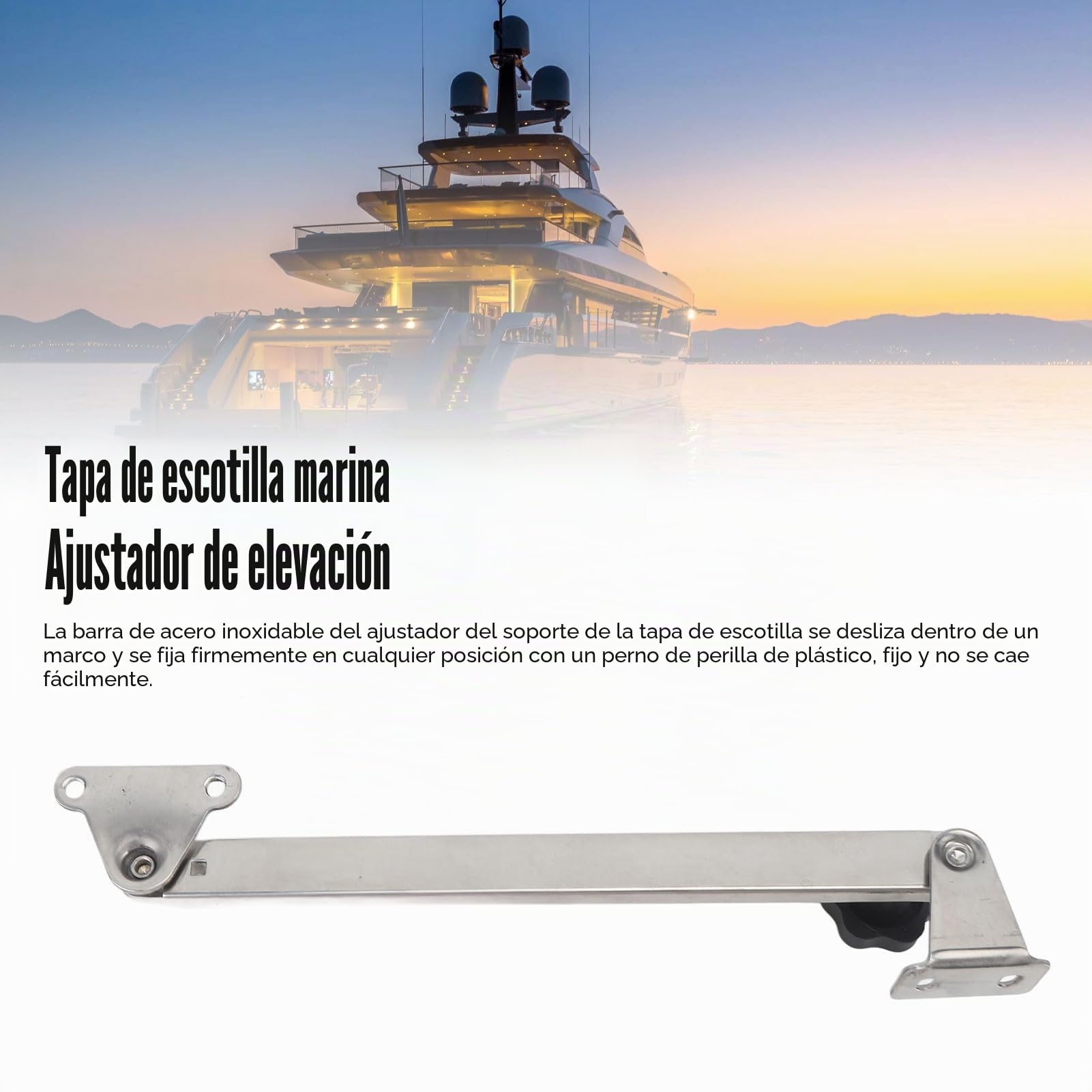 Aramox Ajustador de Soporte de Tapa de Escotilla Marina, Acero Inoxidable, Ajustable de 20 a 36 cm