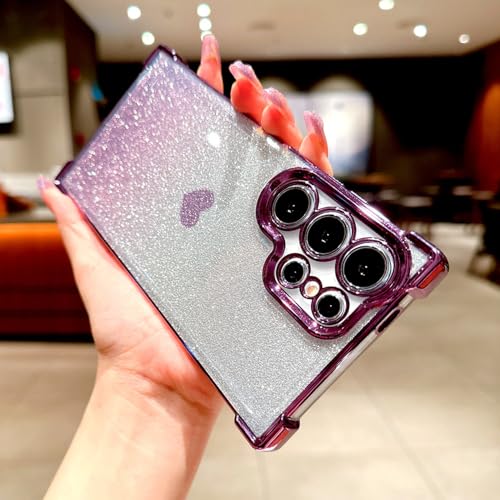 Coque antichoc Samsung Galaxy S24 S23 Note 20 pailletée violette
