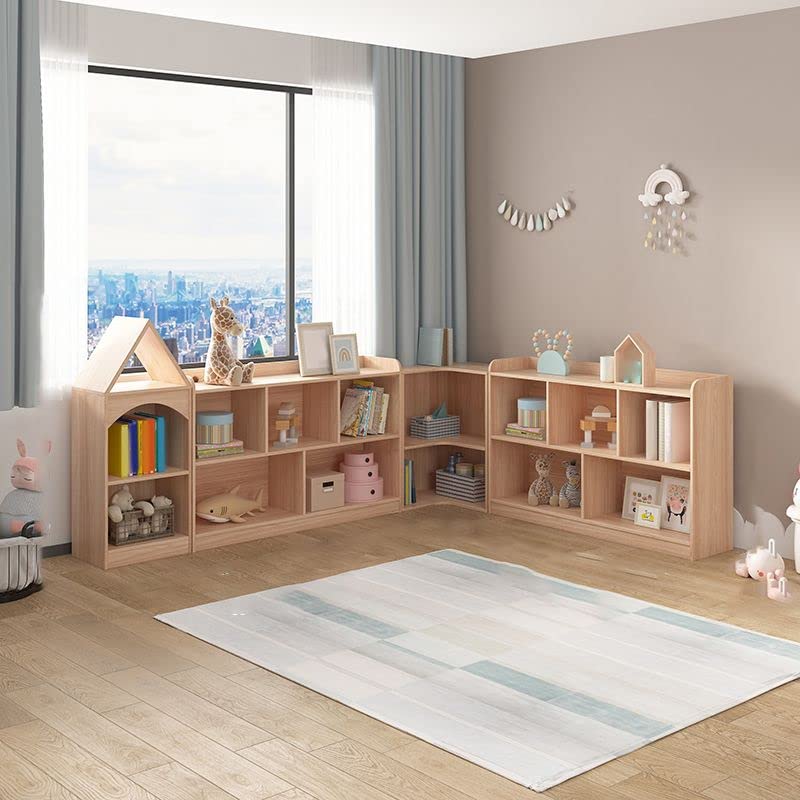 CraftThink Home Kids Storage, Kids Dollhouse Bookshelf and Toy Organizer Solid Wood Floor Standing Bookcase for Nursery Playing Room Homeschool,