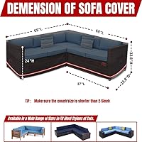 Vista 2 de Turtle Life Funda para sofá modular de patio, resistente a los rayos UV, resistente al agua, antidecoloración, en forma de V, color negro, 70