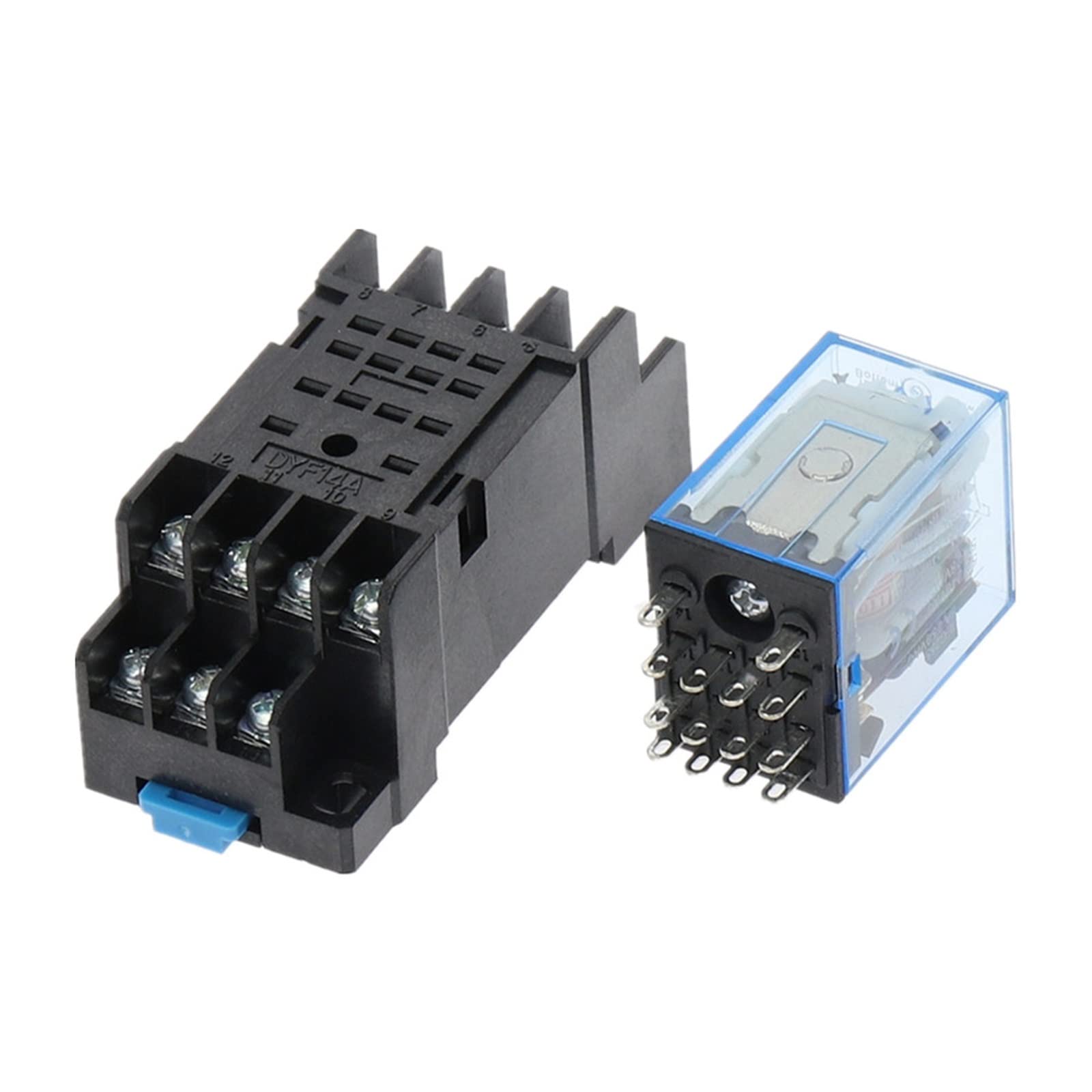 FQJYXWEWL Electronic Accessories 1set MY4NJ 14PIN 4DPDT Electronic Micro Mini Electromagnetic Relay 5A Coil with PYF14A Socket Base DC12V DC24V