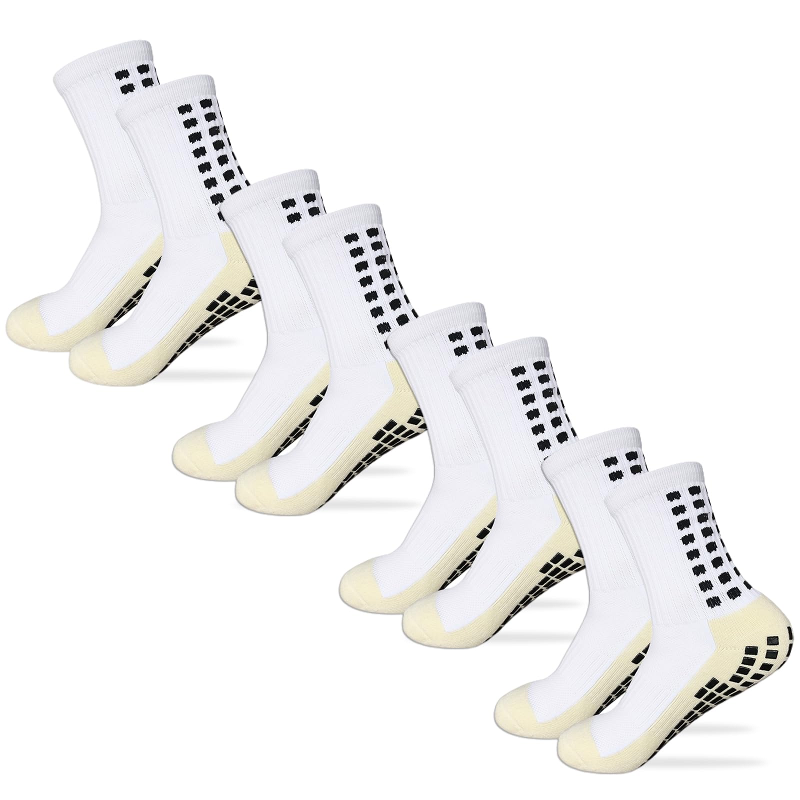 Yufree Soccer Socks, Sports Socks, Anti-slip Particles, Breathable, Sweat Absorbent, Antibacterial, Deodorizing, Futsal, Socks, Mountain Climbing, Bicycle, Mid-Calf Training Socks, Set of 4, 9.4 -