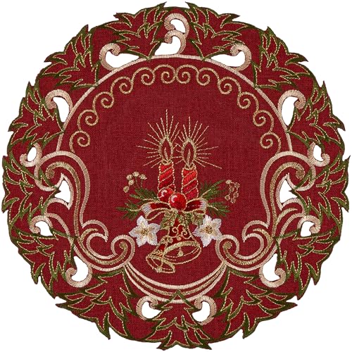 Mitteldecke Weihnachten Rot 14 Tischdecke Weihnachten Mitteldecke Bestickt Deckchen Rund 30 cm...