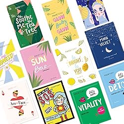 FACETORY Favorite 11 Korean Face Mask Variety Pack, Brighten & Hydrate | Sheet Mask Set of 11, Anti-Aging, Rejuvenating & Hydrating, Natural Premium K beauty, Spa Day Gift for Women & Teens