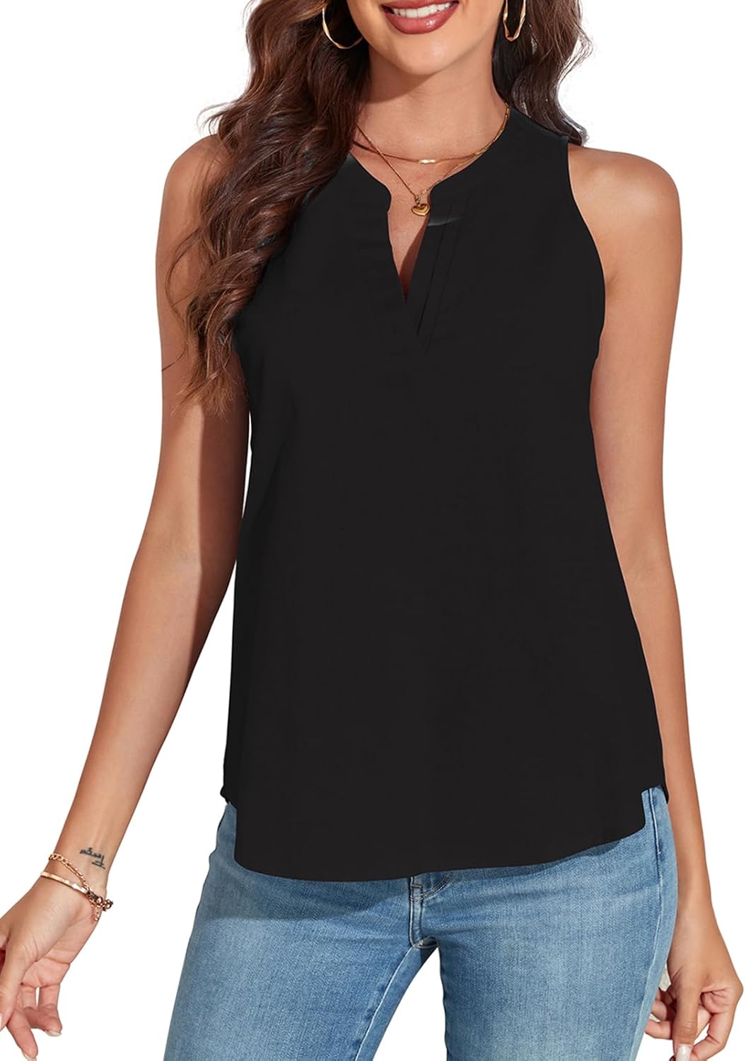 Women Cotton Linen Tank Tops V Neck Sleeveless Summer Shirts Loose Casual Work Tops Blouses