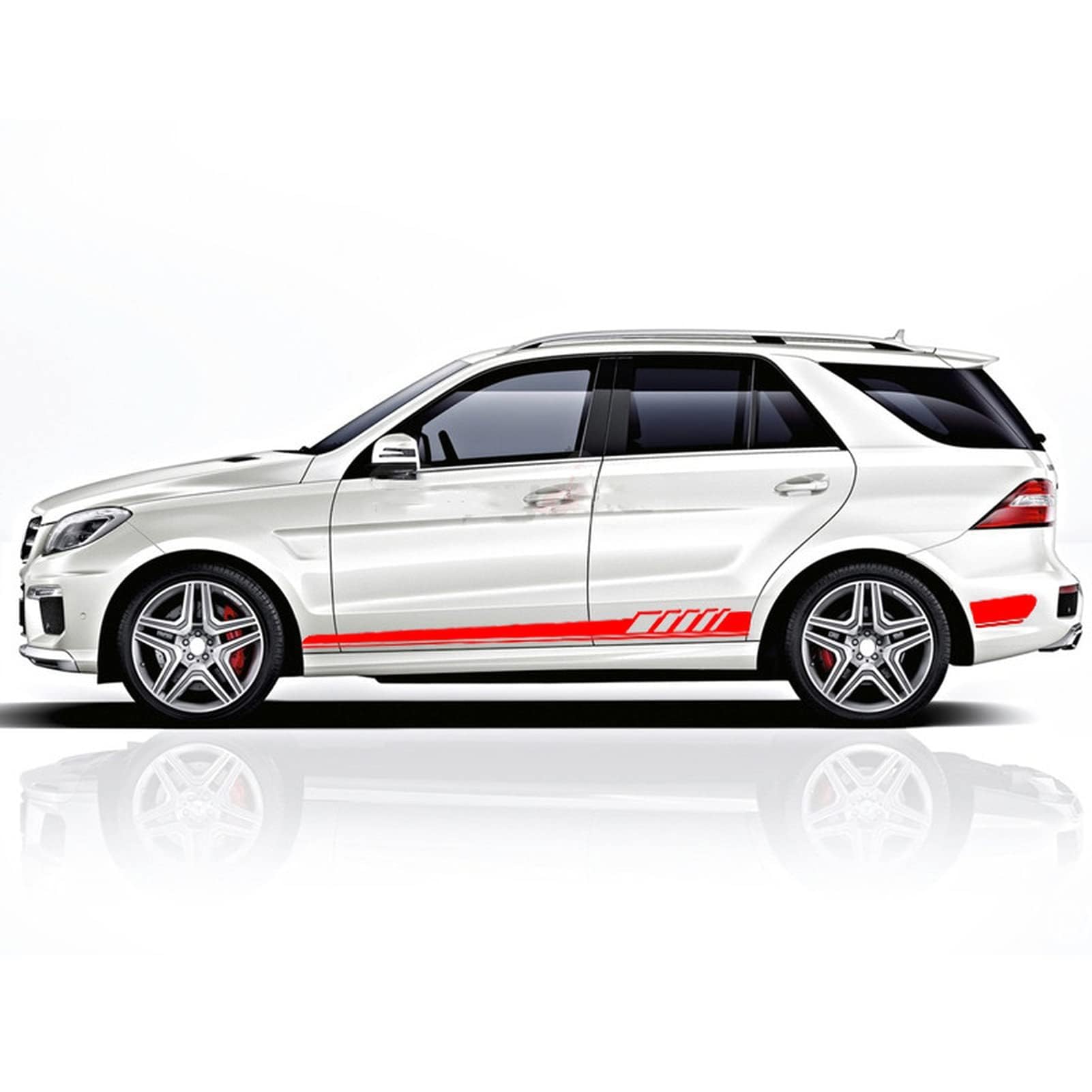 UNCLE LIAO Car Side Skirt For Mercedes Benz ML Class W163 W164 W166 ML63 AMG ML320 ML350 Auto Car Door Sticker Side Step Skirt.,Red