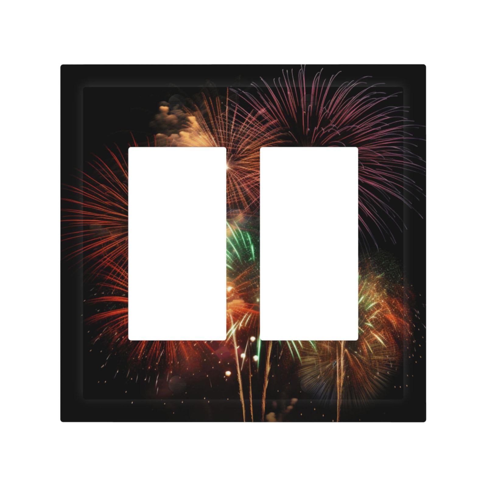 2-Gang Decorator Wall Plate Splendid fireworks Light Switch Cover Double Toggle Receptacle Wall Plate Mid Size 4.9" x 5" Wallplate Unbreakable Polycarbonate Outlet Faceplates Covers