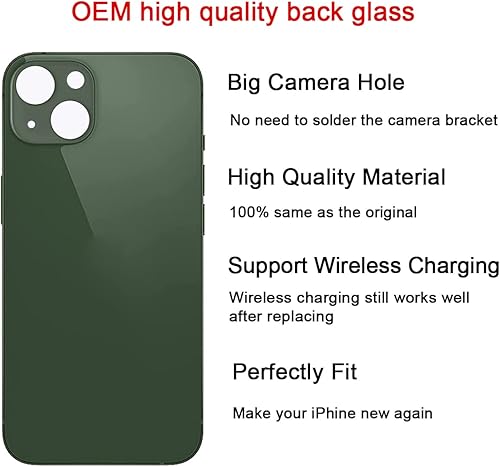 Vista 19 de Reemplazo de cristal trasero OEM para iPhone 13 de 6.1 pulgadas (azul) todos los portadores con adhesivo preinstalado y kits de herramientas