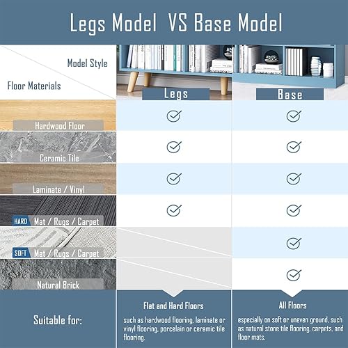 Miniatura 125 de IOTXY - Estantería baja, organizador de madera, 3 niveles con base, estantería horizontal, 10 cubos, color blanco cálido Blanco cálido,Azul