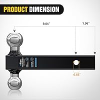 Vista 2 de Nilight Soporte de bola de enganche de remolque, 2 pulgadas, bolas de 2-5/16 pulgadas, se adapta a receptor cuadrado de 2 pulgadas, 10,000 libras